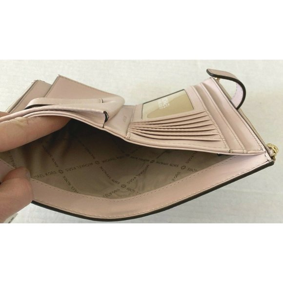 New Michael Kors Jet Set Travel Double zip wristlet wallet Brown / Blush multi - Picture 6 of 6